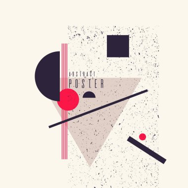 Retro soyut geometrik arka plan. Düz figürlü poster..