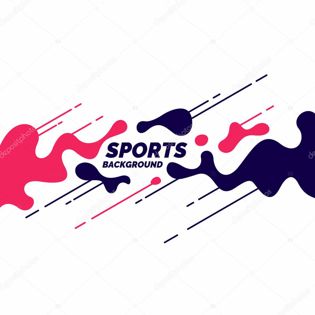 Abstract background with straight lines and splashes in minimalistic flat style. Bright vector illustration for sport