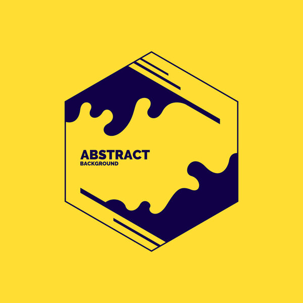 Современная рамка на желтом фоне. Яркий постер с динамическими всплесками. Иллюстрация минимальный плоский стиль
