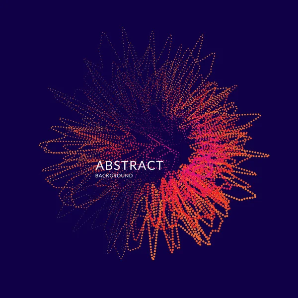 Fondo abstracto vectorial con ondas dinámicas, líneas y partículas punteadas de colores . — Vector de stock