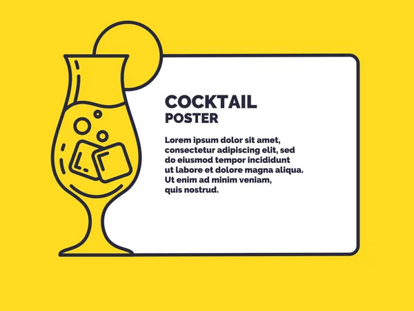 Affiche de cocktail de style linéaire. Illustration vectorielle . — Image vectorielle