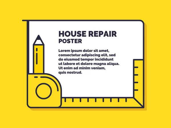 Hausreparaturen. Plakatgestaltung für die Instandhaltung von Gebäuden. — Stockvektor