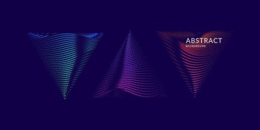 Dinamik dalgalar, çizgi ve parçacıkların oluşturduğu soyut vektör arkaplanı.