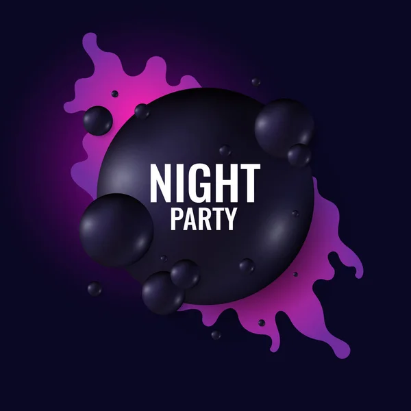 Night party poster. Black spheres on a dark background. Abstract illustration. — Stock Vector