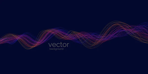 Fondo abstracto vectorial con ondas dinámicas, líneas y partículas. — Vector de stock