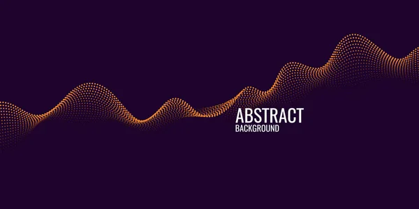 Vector abstract background with dynamic waves, line and particles. — Stock Vector