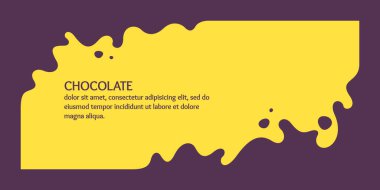 Modern poster, dinamik sıçramalar ve çikolata damlaları. Düz bir tarzda vektör çizimi