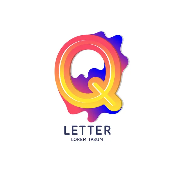 La letra Q del alfabeto latino. Personaje de pantalla en un estilo contemporáneo brillante . — Archivo Imágenes Vectoriales