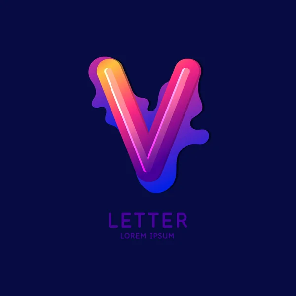 Bokstaven V i det latinska alfabetet. Visa tecken i en ljus modern stil. — Stock vektor