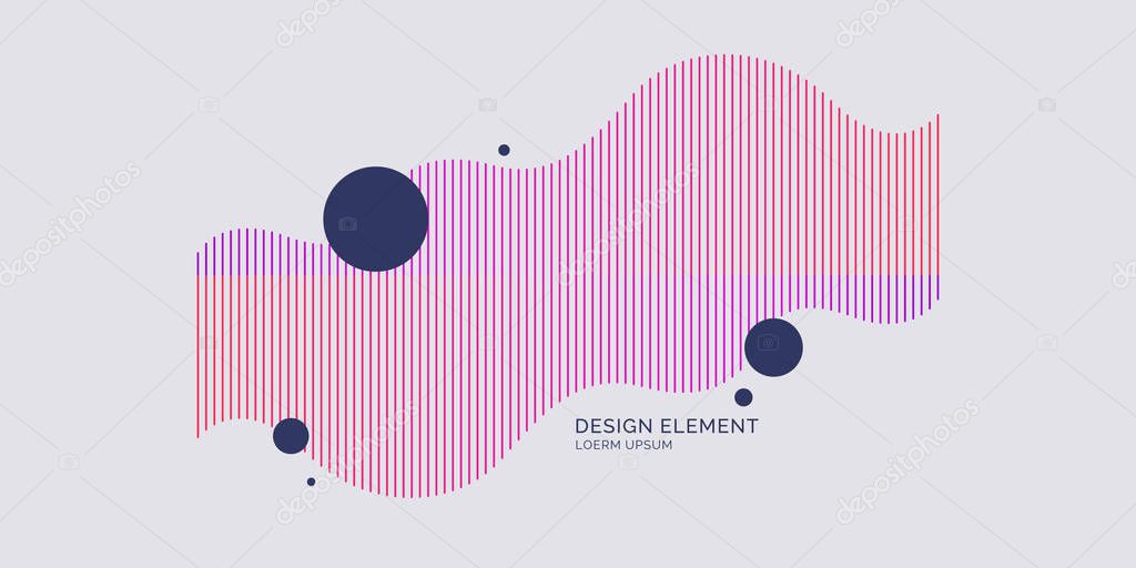 Abstract element with dynamic linear waves. Vector illustration