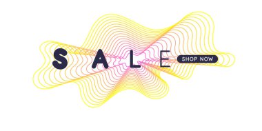 Modern bir tarzda satırın şekillerle soyut vektör poster. Satışı büyük başlığı