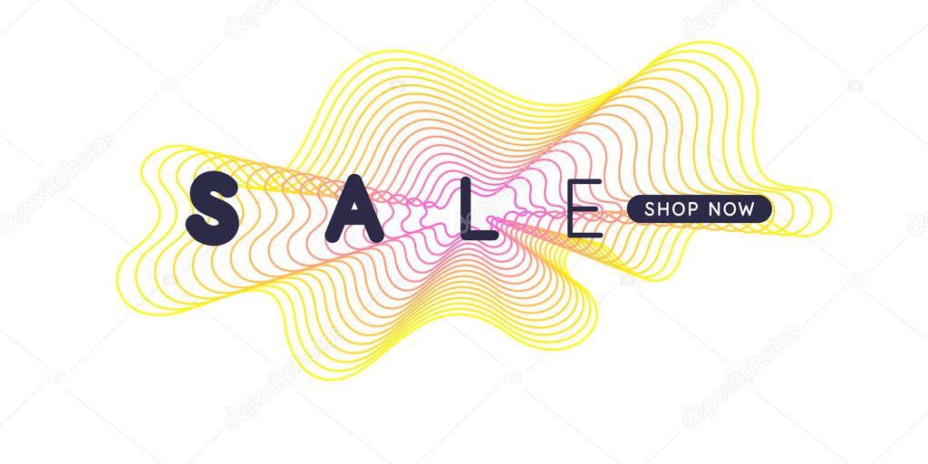 Abstract vector poster with line shapes in a modern style. Sale banner