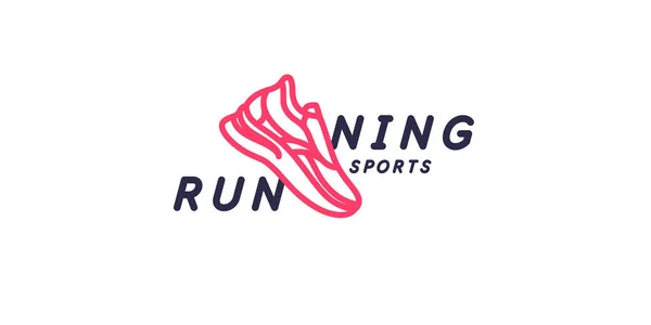 Emblema moderno con la inscripción deportes correr y las imágenes de zapatillas de deporte. Ilustración vectorial para un club atlético — Archivo Imágenes Vectoriales