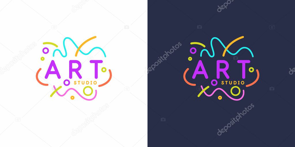 The original linear image of the art Studio. Isolated vector emblem. Illustration in simple flat style.