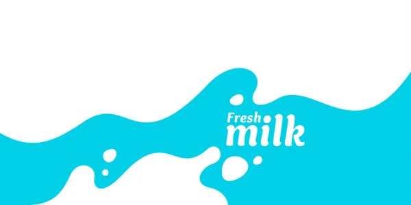 Açık mavi arkaplan üzerine su sıçramış modern poster taze sütü. Vektör illüstrasyonu — Stok Vektör
