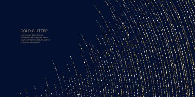 Altını yerleştirmek için altın yaldızlı arka plan. Parçacıklardan oluşan çizgilerle poster.