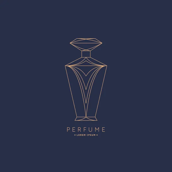 Butelka perfum. Obraz liniowy perfum Monogram. — Wektor stockowy