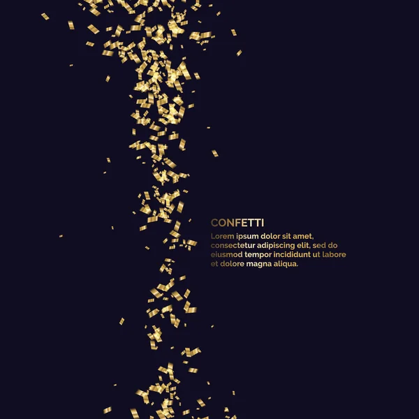 El confeti dorado está cayendo. Fondo abstracto con partículas. Plantilla para colocar texto para la celebración . — Vector de stock