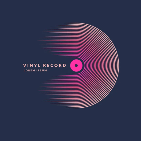 Vinylplaat. Vector illustratie muziek op donkere achtergrond. — Stockvector