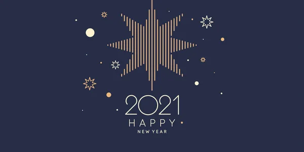 Background with the inscription Happy New Year. Vector illustration in flat style with gold lines. — Stock Vector