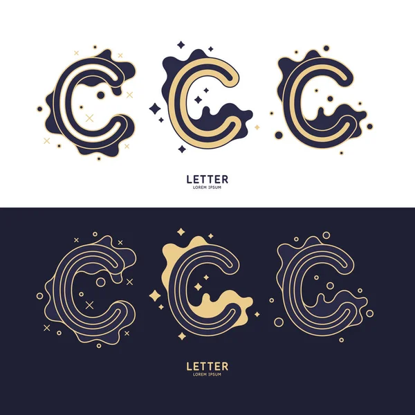 The letter C of the Latin alphabet. Display character in a contemporary style. A sign with dynamic splashes. — Stock Vector