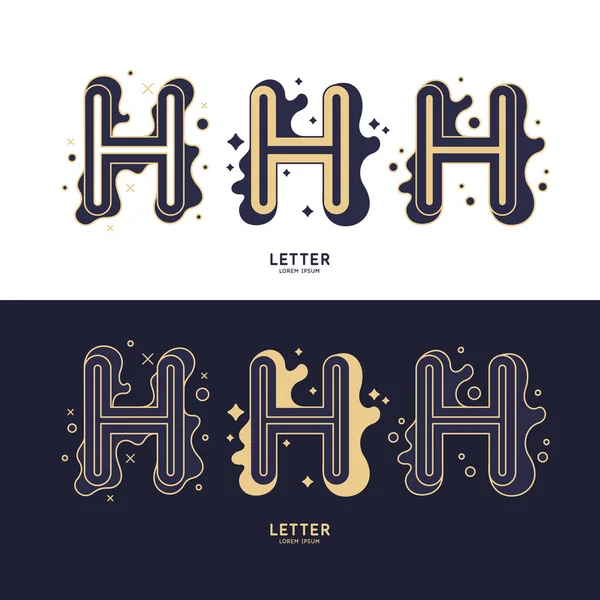 The letter H of the Latin alphabet. Display character in a contemporary style. A sign with dynamic splashes. — Stock Vector