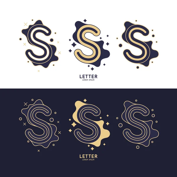 The letter S of the Latin alphabet. Display character in a contemporary style. A sign with dynamic splashes. — Stock Vector