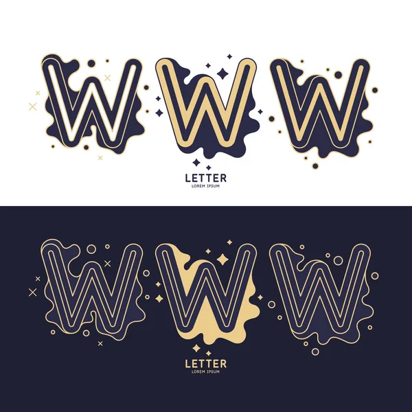 The letter W of the Latin alphabet. Display character in a contemporary style. A sign with dynamic splashes. — Stock Vector