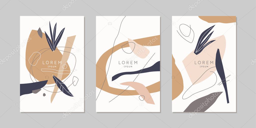 A set of posters. A composition with abstract elements in a popular style. Background for your design.