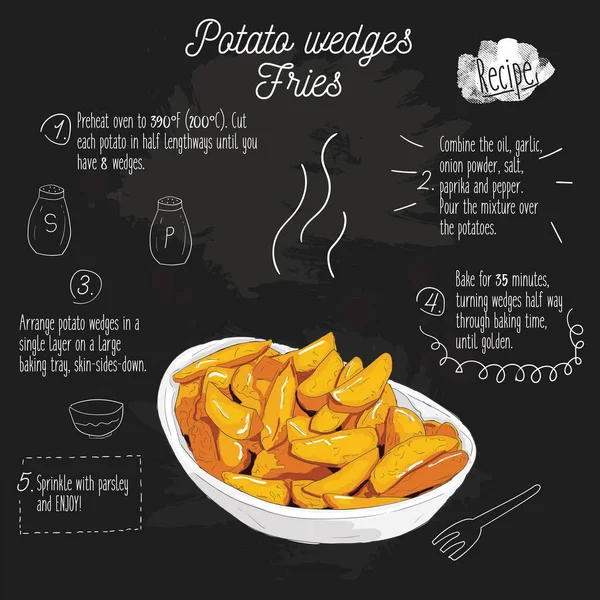 Rengi Patates Takozu Tahtada Patates Tarifi — Stok Vektör