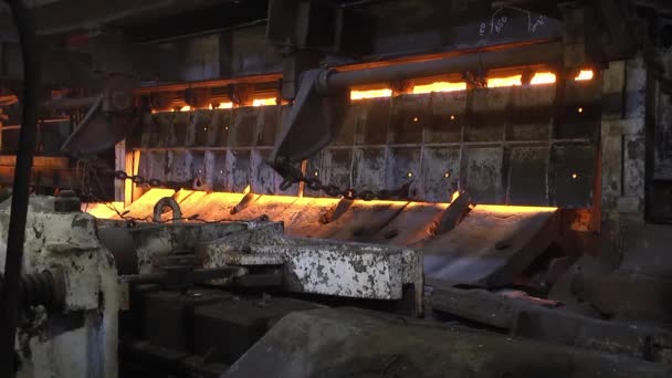 Hot Steel Rail Conveyor Metallurgical Plant — Stock Video