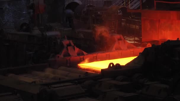 Steel Plant Production Steel Sheets Transportation Hot Sheets Production Line — Stock Video