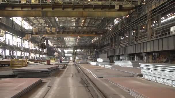 Entrepôt Tôles Dans Une Usine Métallurgique Lot Tôles Minces — Video