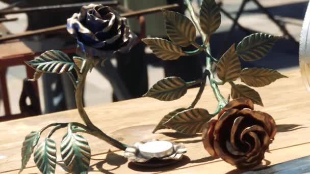 Дві Ковані Троянди Крупним Планом — стокове відео