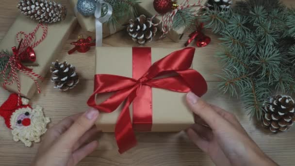 Értékesítés Karácsonyi Újévi Ünnepek Ünnepi Dekoráció Informatív Felirattal Százalékos Kedvezmény — Stock videók
