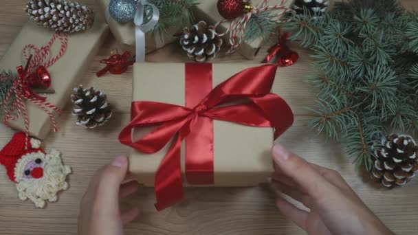 Értékesítés Karácsonyi Újévi Ünnepek Ünnepi Dekoráció Informatív Felirattal Százalékos Kedvezmény — Stock videók