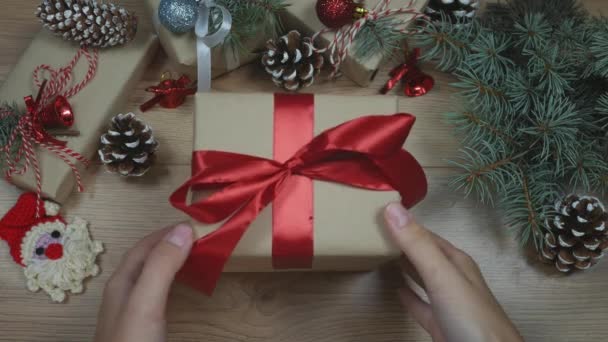 Försäljning Jul Och Nyårshelgerna Festlig Dekoration Med Informativ Inskription Procent — Stockvideo