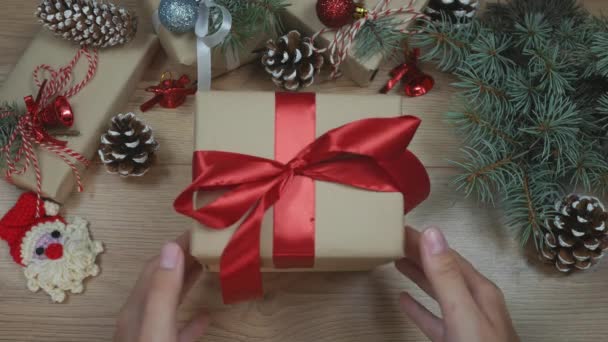 Verkoop Kerstmis Nieuwjaar Vakantie Feestelijke Decoratie Met Informatieve Inscriptie Van — Stockvideo