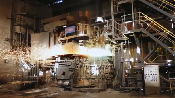 Steel Production Steelmaking Furnace Metallurgy Casting Ingot Electric Arc Furnace — Stock Video