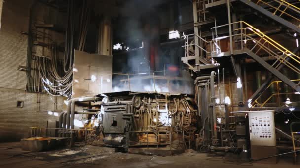 Produzione Acciaio Forno Acciaieria Metallurgia Lancio Lingotti Fornace Elettrico Arco — Video Stock