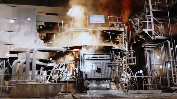 Produzione Acciaio Forno Acciaieria Metallurgia Lancio Lingotti Fornace Elettrico Arco — Video Stock