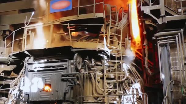 Steel Production Steelmaking Furnace Metallurgy Casting Ingot Electric Arc Furnace — Stock Video