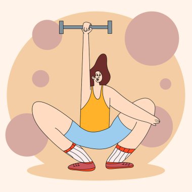 Aktif eğlence konsepti. Adam limanla meşgul. İnsanların spor için nasıl girdiklerinin güzel bir örneği. Karakter bir ağırlık kaldırıyor..