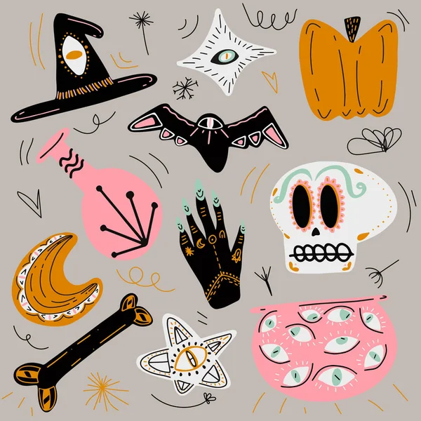 Modello Fresco Halloween Dalle Zampe Mostro Buon Halloween Illustrazione Elegante — Vettoriale Stock