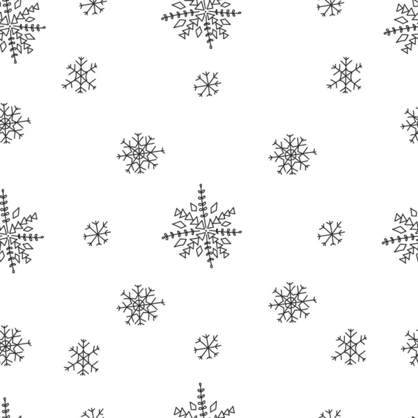 Snowflake Simple Seamless Pattern Black Snow White Background Abstract Wallpaper — Stock Vector