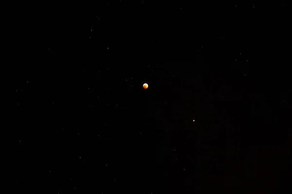 Cielo Negro Estrellado Luna Roja Ensangrentada Eclipse Marte — Foto de Stock