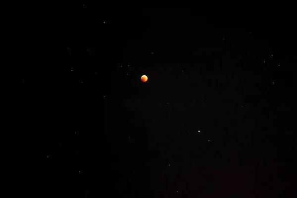 Cielo Negro Estrellado Luna Roja Ensangrentada Eclipse Marte — Foto de Stock