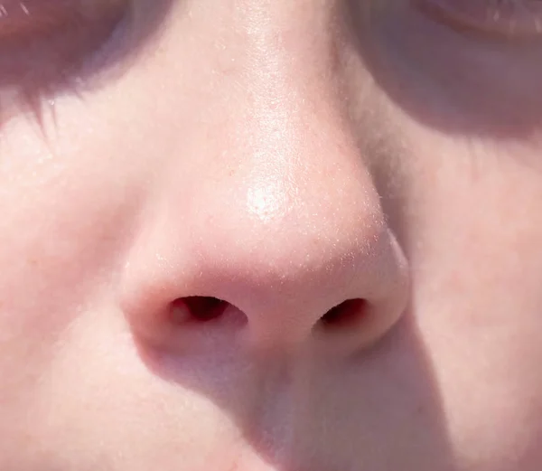 Nose teen girl close up front view — Stock Photo, Image