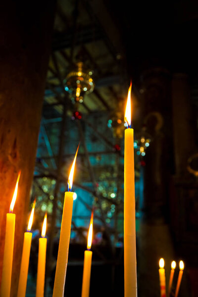 Basilica of the Nativity. Burning candle