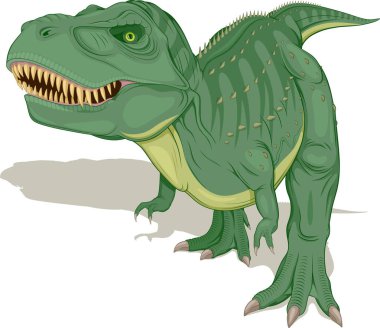 Vektör Illustration, eski hayvan, dinozor, beyaz bir arka planda Tyrannosaurus.